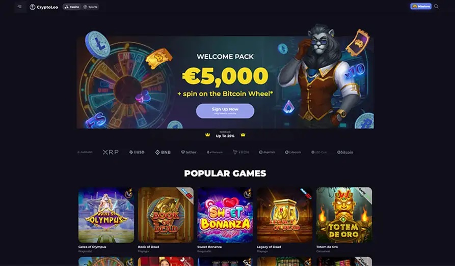 Jouez sur CryptoLeo, le premier casino crypto en ligne.